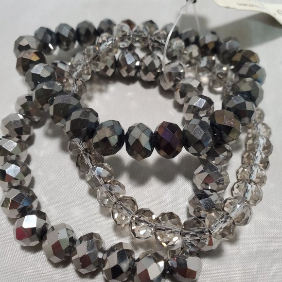 C.A.K.E. 3pc stretch glass beaded bracelet in 3 colors - Picture 3 of 5